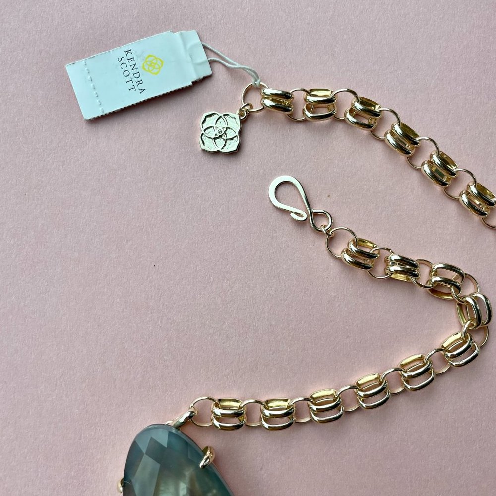 NWT Kendra Scott Harlow Necklace Grey Illusion 14k Gold Plated - Picture 9 of 11